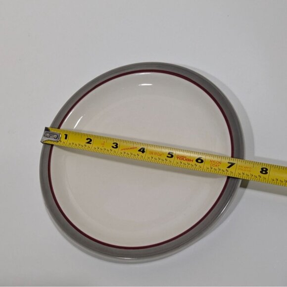 Syracuse China 7.25" Plate White With Gray Red Trim Durable Dinnerware USA - Picture 2 of 5